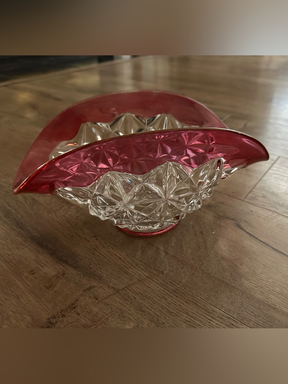 Franciscan Red and Clear Glass Decorative Bowl